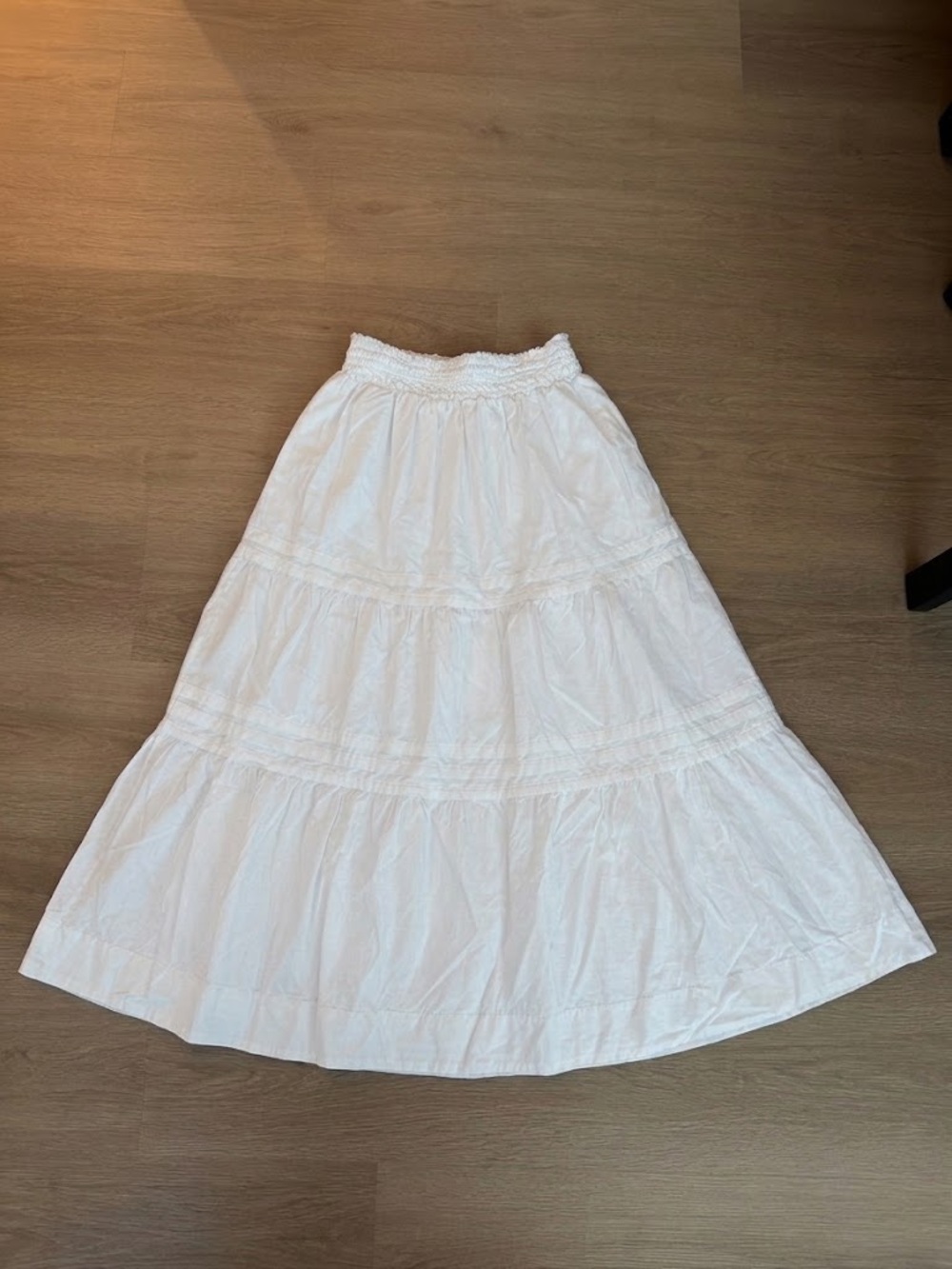 100% Organic Cotton Poplin Tiered Maxi Skirt